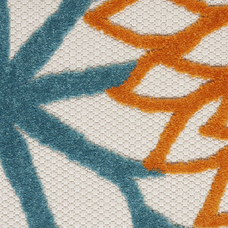 Nourison Aloha Floral Bloom Flatweave High-Low Indoor Outdoor Area Rug Turquoise Multicolor 9' x 12'