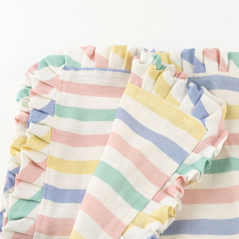 Meri Meri Multi Stripe Ruffle Fabric Napkins (Pack of 4)