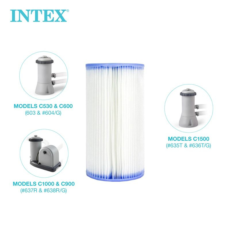 Intex 29000E/59900E 4.25" Diameter x 8" Swimming Pool Easy Set Type A or C Replacement Filter Pump Cartridge Accessories, 6 Pack