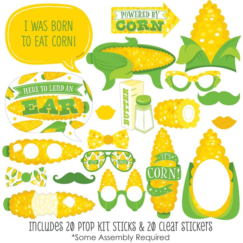 Big Dot of Happiness It's Corn - Fall Harvest Party Photo Booth Props Kit - 20 Count