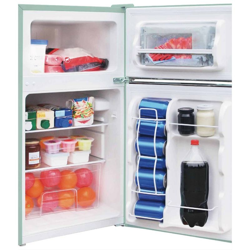 Frigidaire 3.2 cu ft 2 Door Retro Fridge w Side Bottle Opener Cream: Compact Mini Refrigerator, Model EFR840-CREAM