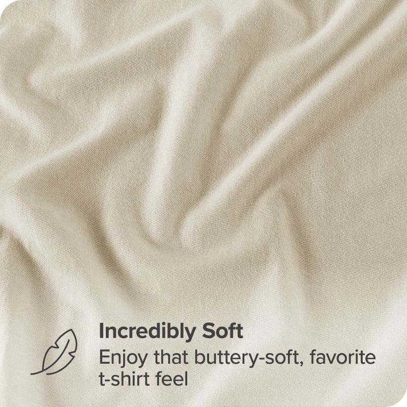 Twin XL Sand Organic Cotton Jersey Fitted Sheet by Bare Home
