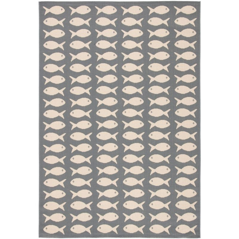 Courtyard CY6013 Power Loomed Indoor and Outdoor Area Rug - Grey/Beige - 6'7"x9'6" - Safavieh