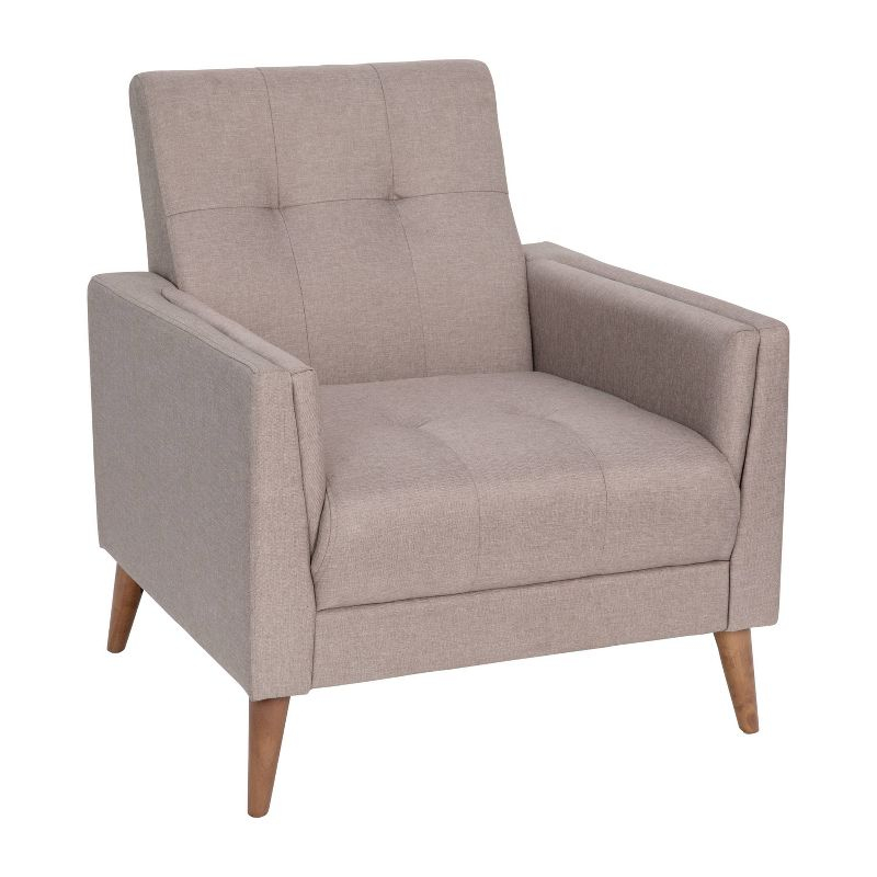 Taylor & Logan Cormac Armchair Taupe: Linen Upholstery, French Seam, Extended Seat, Wood Frame