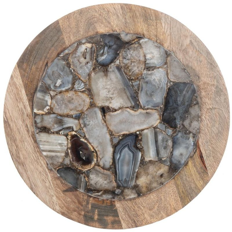 Lumi Agate Accent Table - Multi Color Black Agate/Natural/Black Legs - Safavieh.