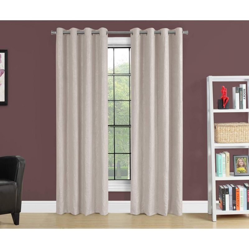 Monarch Specialties Curtain Panel 2Pcs Set Room Darkening Grommet Living Room Bedroom Kitchen Micro Suede Polyester Beige Contemporary Modern