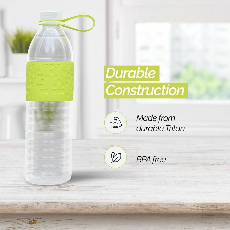 Copco Hydra Sports Water Bottle 20 Ounce Non Slip Sleeve BPA Free Tritan Plastic Reusable - Green 2510-2193