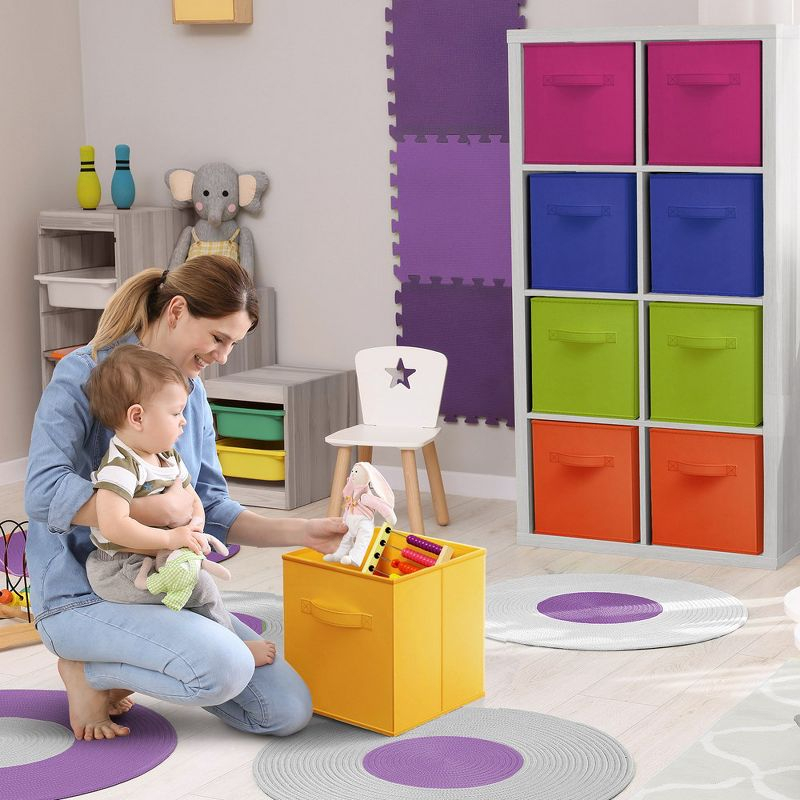Sorbus 11 Inch 12 Pack Sturdy Collapsible Fabric Storage Cubes with Handle - for Organizing Clothes, Toys, Books, Shelves & more