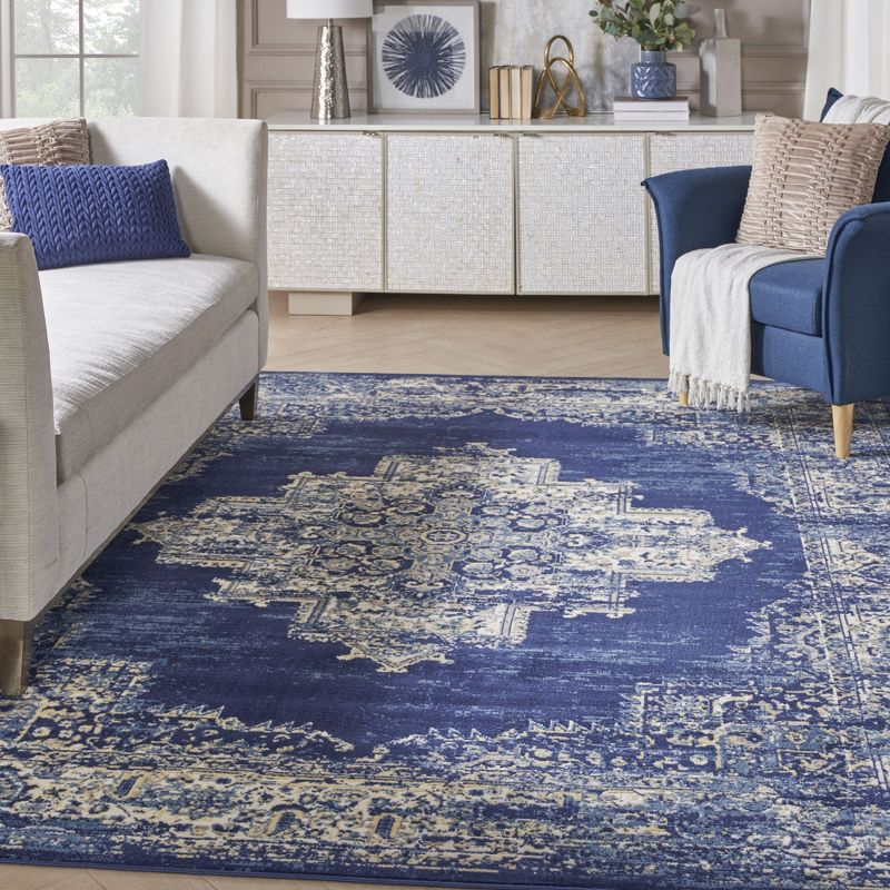 Nourison Grafix GRF14 Navy Blue Area Rug 7'10" x 9'10"