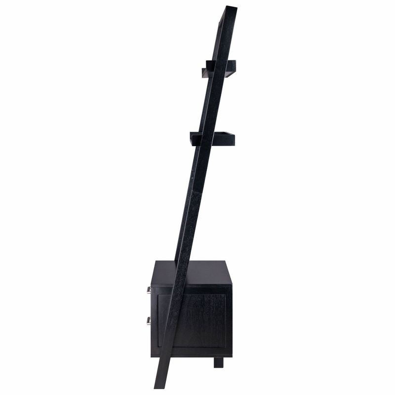 69.36" Bellamy Leaning Shelf with Storage Black - Winsome: Contemporary Design, 2 Drawers & Open Display