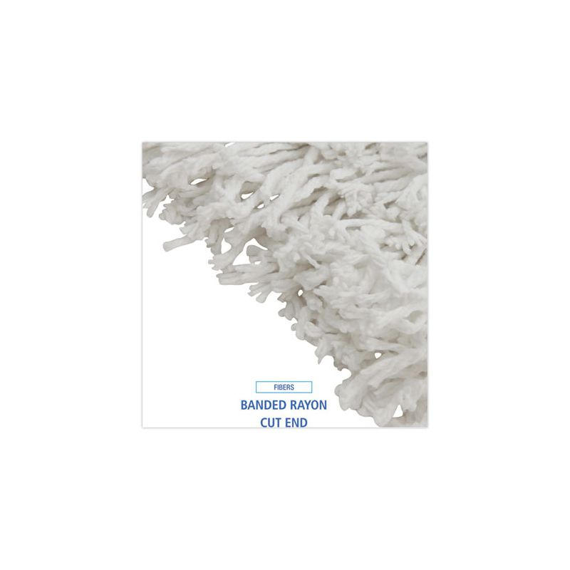 Boardwalk Banded Rayon Cut-End Mop Heads, #24, White, 1.25" Headband, 12/Carton