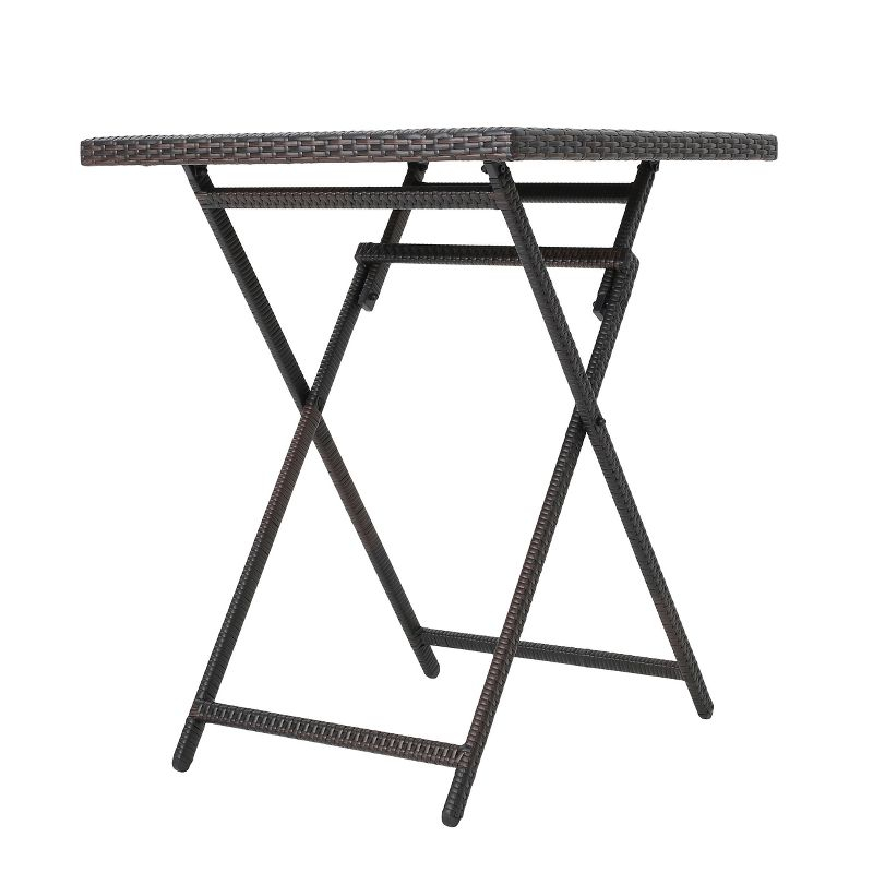 Margarita Square Wicker Bar Table Brown - Christopher Knight Home: Weather-Resistant, Iron Frame Patio Dining