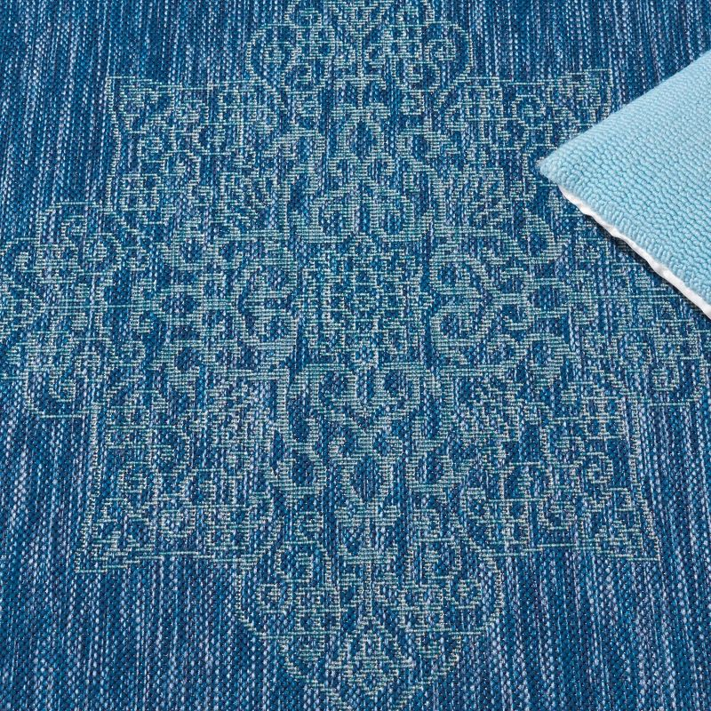 Courtyard CY8232 Power Loomed Indoor/Outdoor Area Rug - Navy/Ivory - 6'7"x6'7" - Safavieh.
