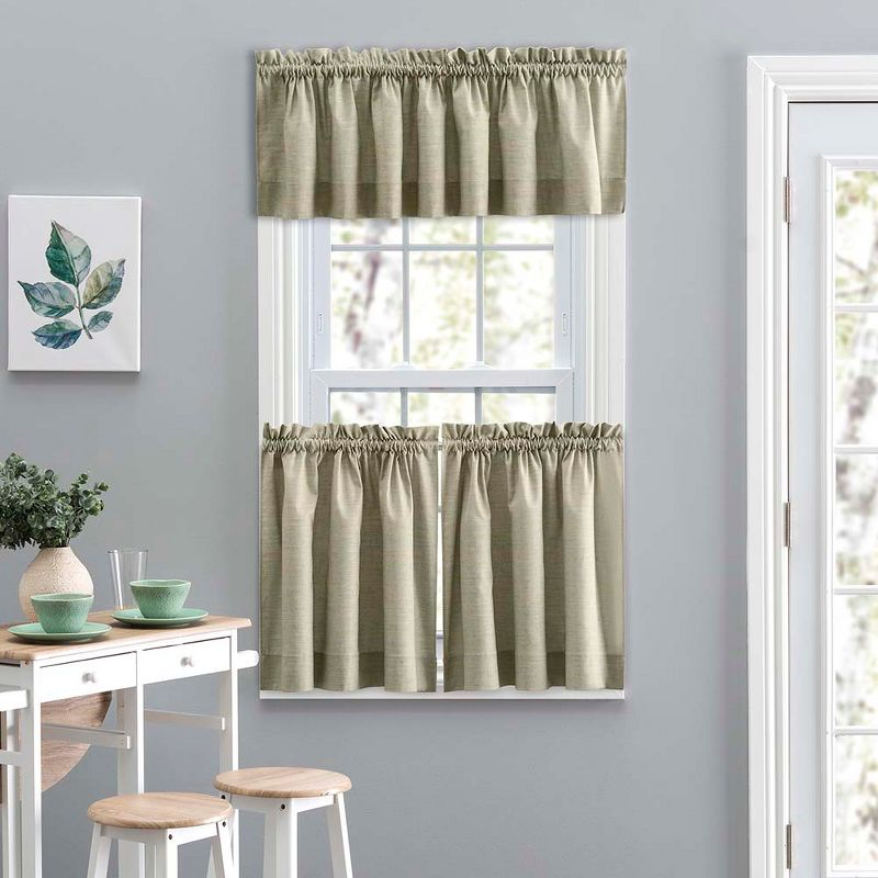 Ellis Curtain Lisa Solid Poly Cotton Duck Fabric Tailored Tiers 56"x24" for Living Rooms and Dining Rooms Mist