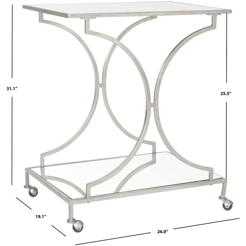 Ignatius Bar Cart - FOX2555A - Silver/Mirror - Safavieh