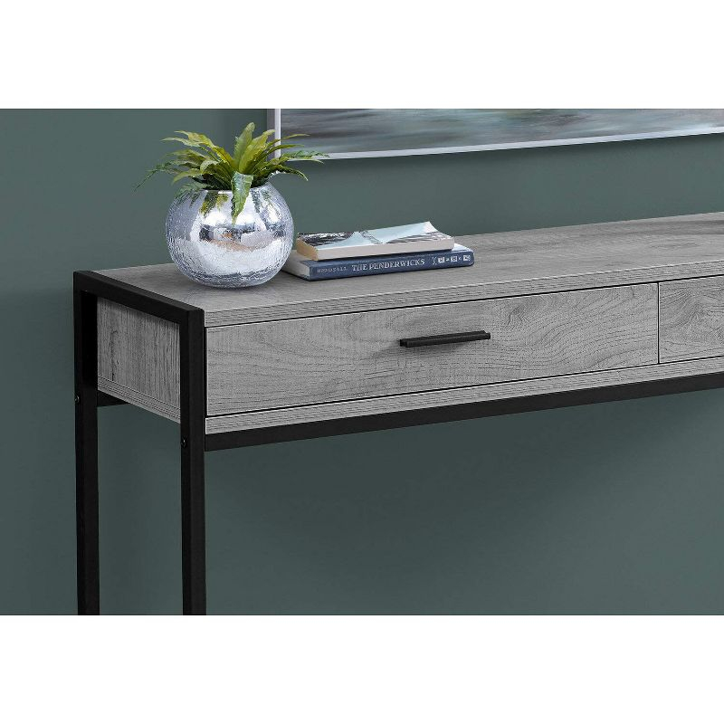 Monarch Specialties Accent Table Console Entryway Narrow Sofa Storage Drawer Living Room Bedroom Grey Laminate Black Metal Contemporary Modern