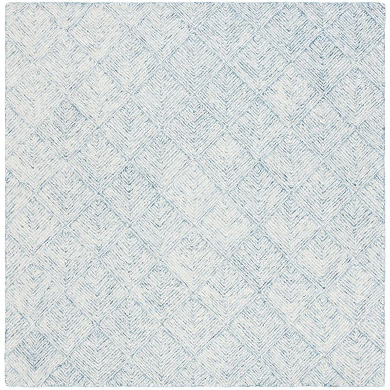 Abstract ABT428 Handmade Indoor Area Rug - Blue/Ivory - 6'x6' - Safavieh