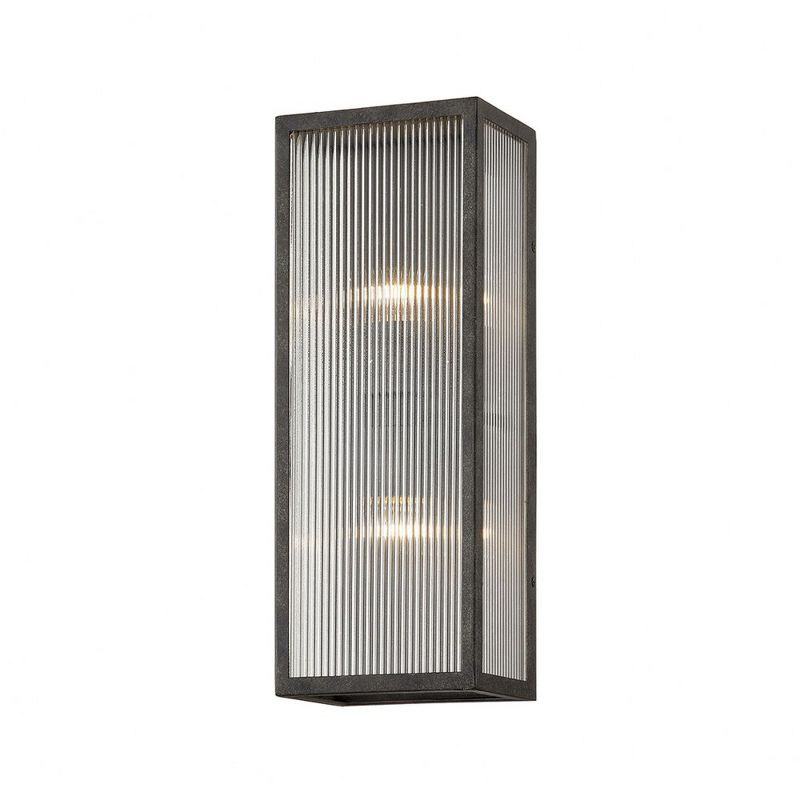 Troy Lighting Tisoni 2 - Light Wall Light in  French Iron Clear Ribbed Shade