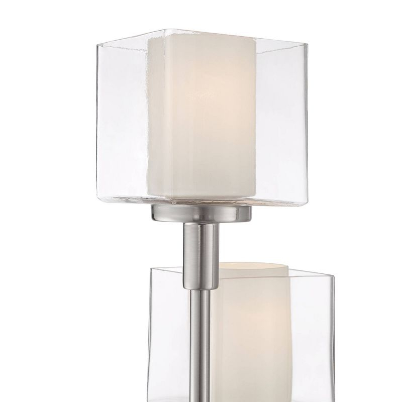 Possini Euro Design Athena Modern Floor Lamp 72" Tall Brushed Nickel 4 Light Tree Clear Outer Opal Inner Double Glass Shade for Living Room Bedroom