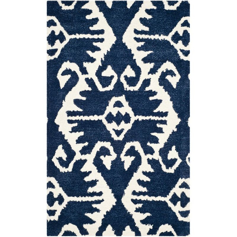 Wyndham WYD323 Hand Tufted Indoor Area Rug - Royal Blue/Ivory - 4'x6' - Safavieh