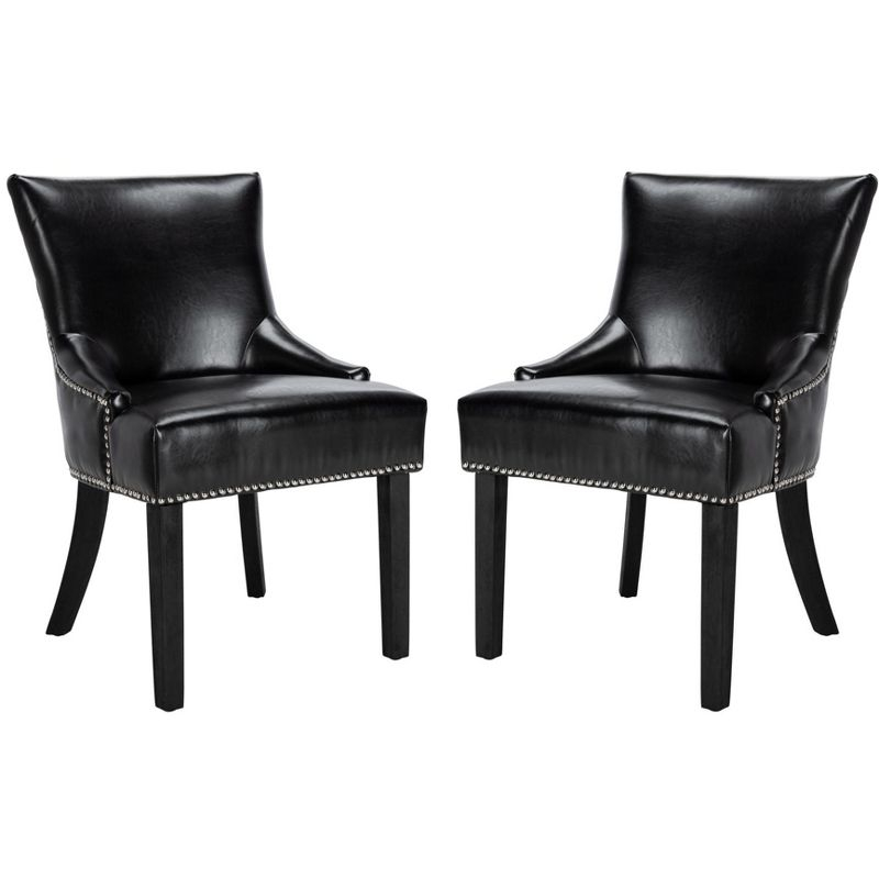 Lotus Kd 19" H Dining Chair With Nail Head Trim (Set of 2) - MCR4700 - Black - Safavieh Couture