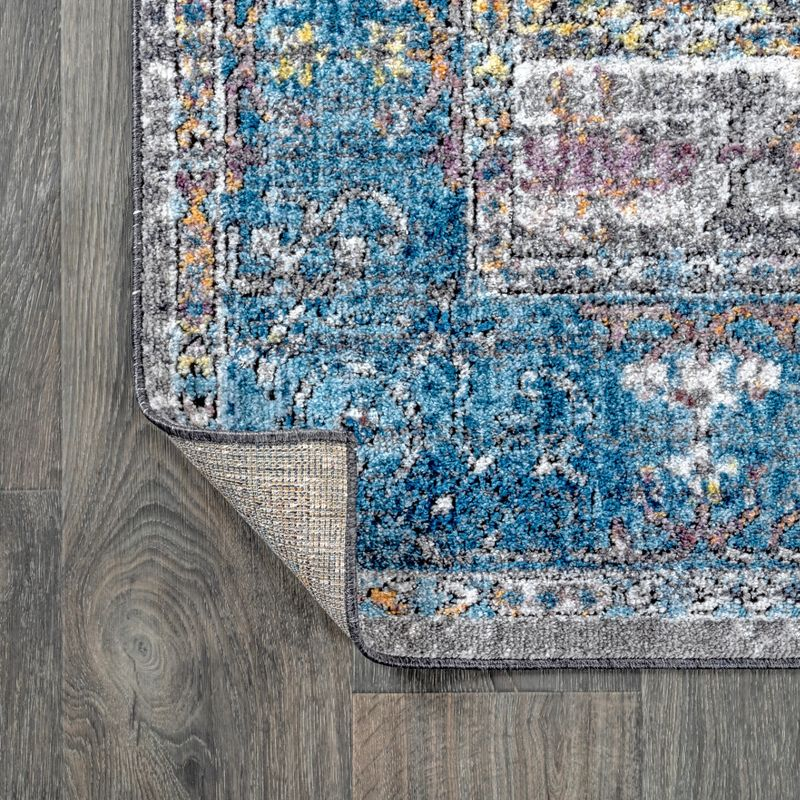 8'x10' Anatolia Vintage Medallion Area Rug, Peacock Blue/Gray - JONATHAN Y