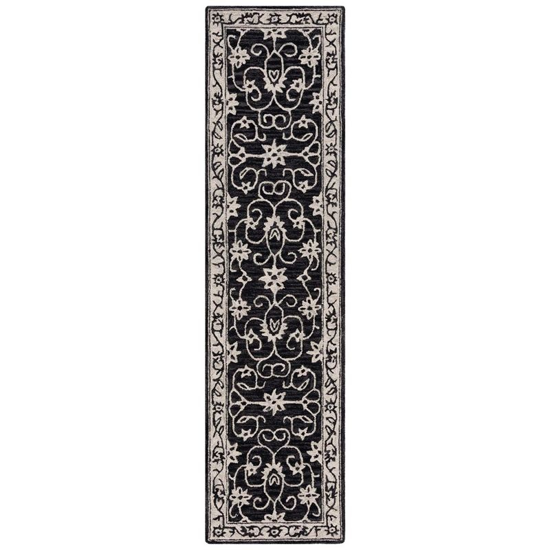 Jardin JAR601 Hand Tufted Runner Rug - Black/Ivory - 2'3"x9' - Safavieh