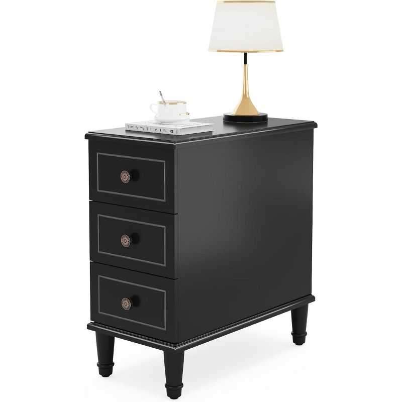Tribesigns Solid Wood End Table with 3 Drawers