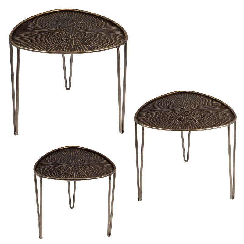 Evergreen Beautiful Leaf Shape Metal Nested Side Tables, Set of 3 - 21 x 21 x 19 Inches Homegoods and Decorations for Every Space