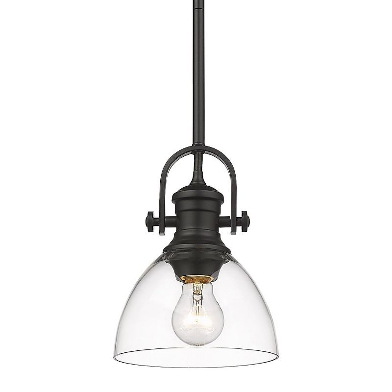 Golden Lighting Hines 1-Light Mini Pendant in Matte Black with Clear Glass