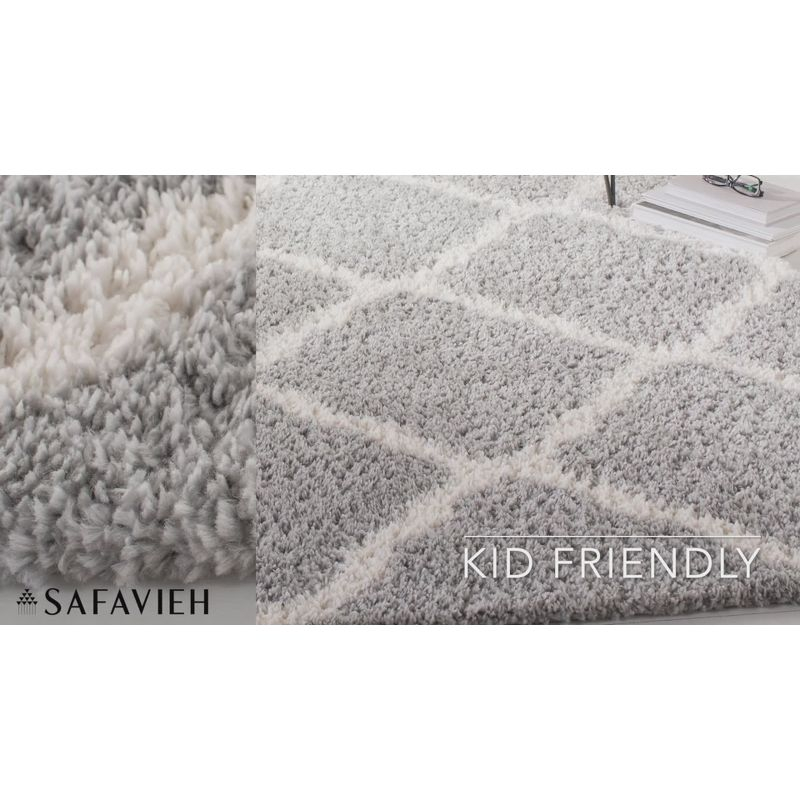 Parma Shag PMA521 Power Loomed Indoor Area Rug - 9'x12' - Cream/Grey - Safavieh