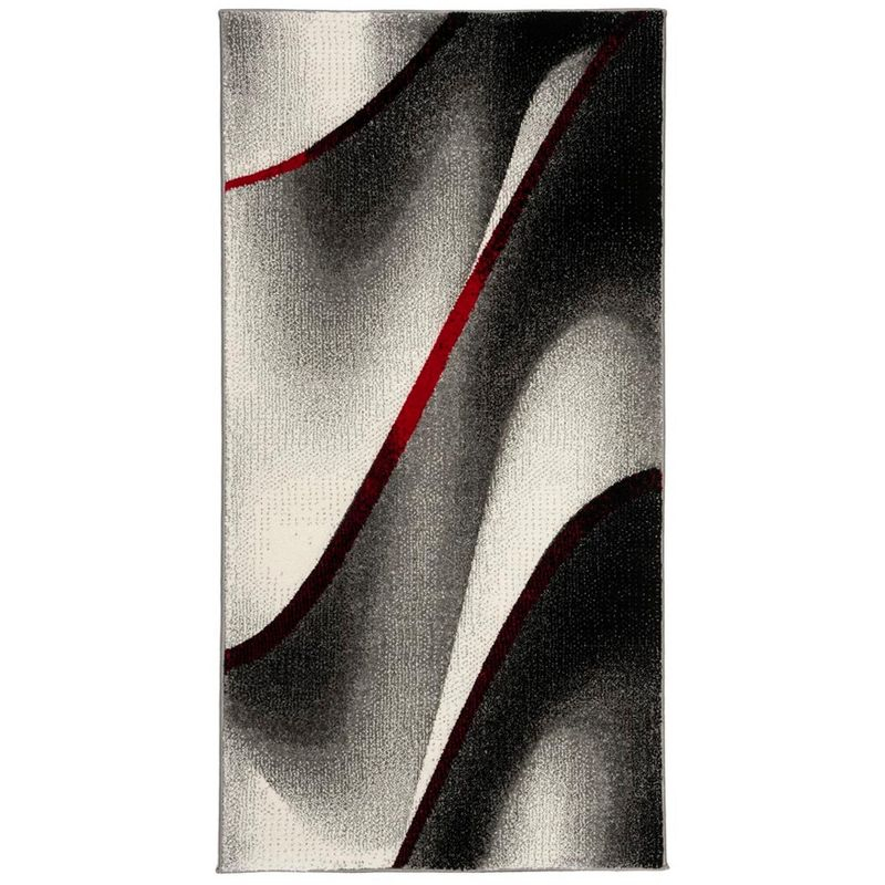 Hollywood HLW712 Machine Made Accent Rug - 2'7"x5' - Grey/Red - Safavieh