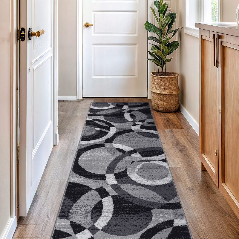 World Rug Gallery Geometric Circles Area Rug - Gray 2'7"x8'