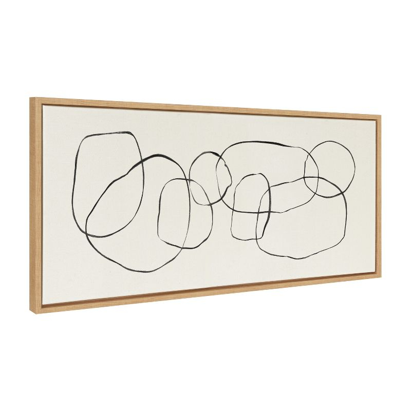 Kate and Laurel Sylvie Dancing Circles Framed Canvas by Teju Reval of SnazzyHues, 18x40, Natural