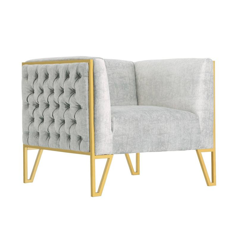 Set of 2 Vector Velvet Accent Chairs Gray - Manhattan Comfort: Plush Upholstery, No Assembly Required