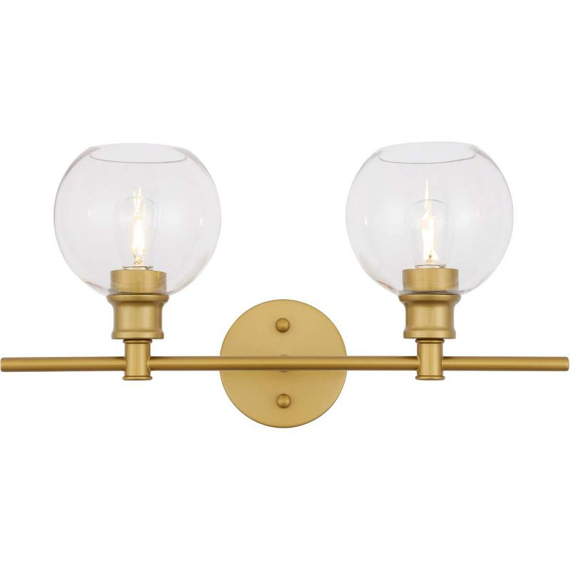 Elegant Lighting Collier 2 light Brass and Clear glass Wall sconce