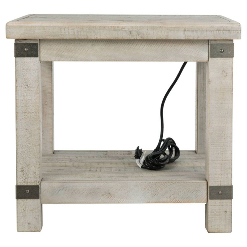 Carynhurst Rectangular End Table White - Signature Design by Ashley: Farmhouse Style, Distressed Finish, Storage Shelf