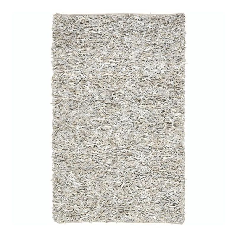 Leather Shag LSG511 Hand Knotted Area Rug - White - 5'x8' - Safavieh.