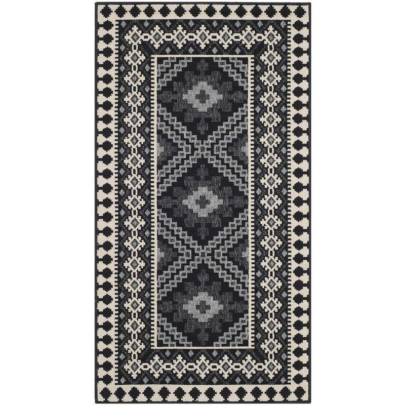 Veranda VER099 Power Loomed Indoor and Outdoor Accent Rug - Black/Creme - 2'7"x5' - Safavieh.