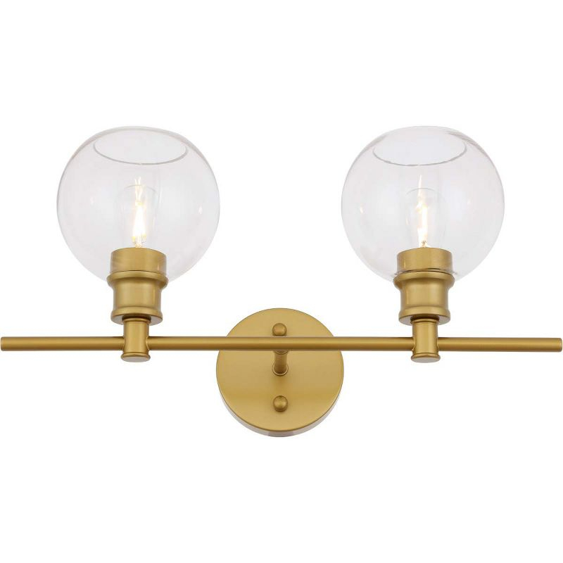 Elegant Lighting Collier 2 light Brass and Clear glass Wall sconce