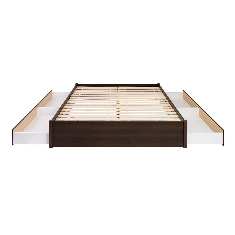 King Select 4-Post Platform Bed with 4 Drawers Espresso Brown - Prepac: Particle Board & MDF Construction, No Box Spring Needed