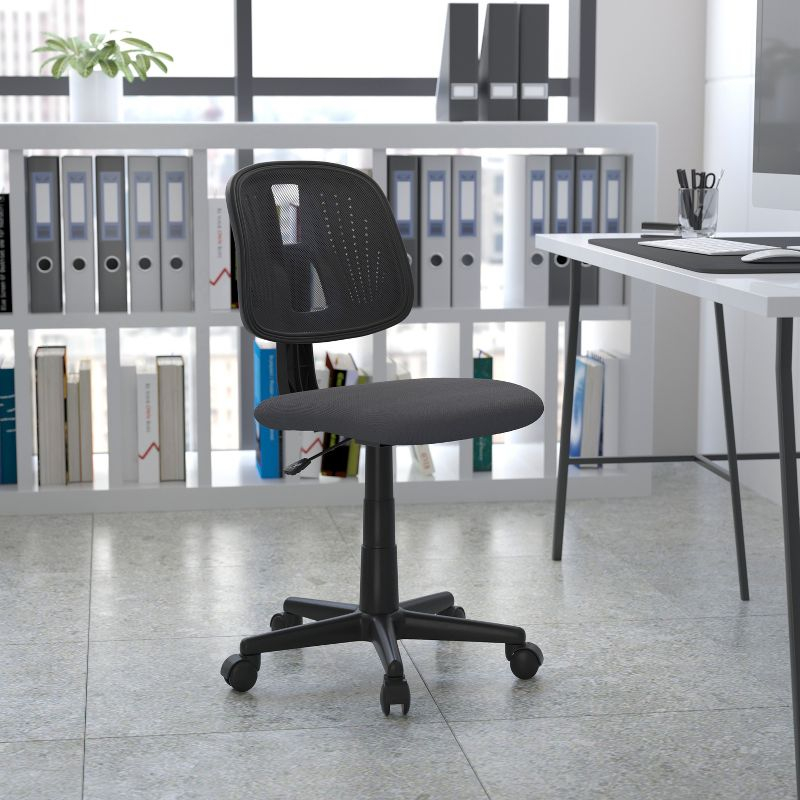 Flash Furniture Flash Fundamentals Mid-Back Gray Mesh Swivel Task Office Chair with Pivot Back