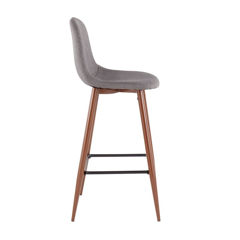 Set of 2 Pebble Mid-Century Modern Barstools Walnut/Charcoal: Steel Frame & Upholstered Seat - LumiSource