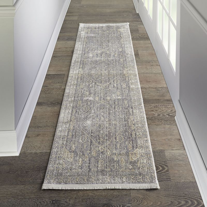 Nourison Silken Weave SLW02 Indoor Area Rug Grey/Beige 2'2" x 7'6"