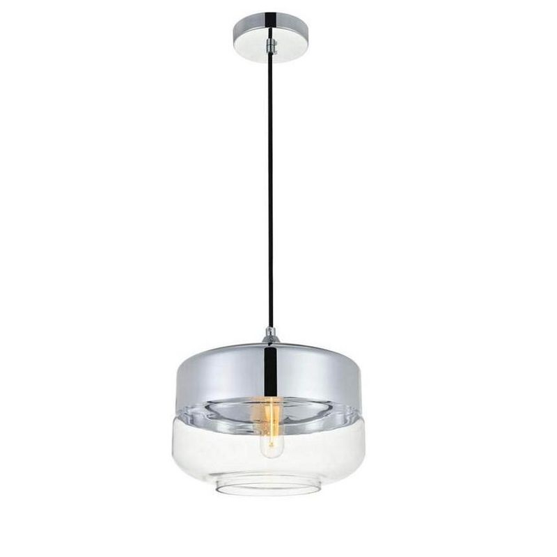 Elegant Lighting Ashwell 1 Light Chrome Pendant With Clear Glass