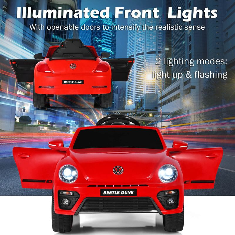 Costway 12V Kids Ride On Car Licensed Volkswagen Beetle with Remote Control & Music Red