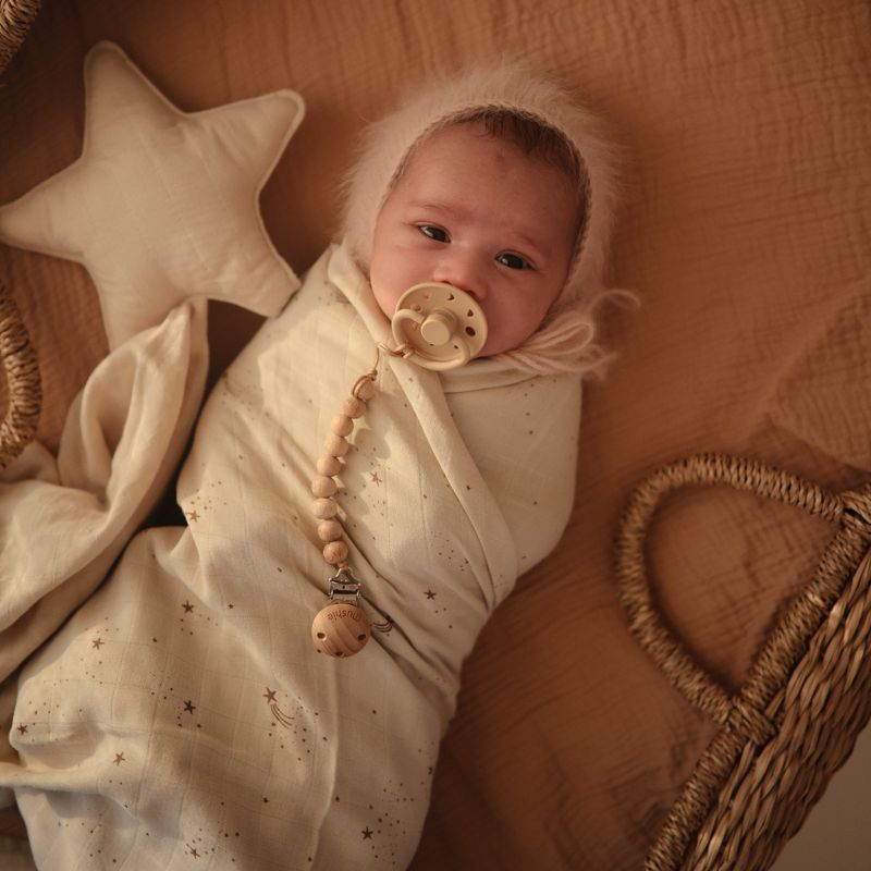 Organic Cotton Muslin Swaddle Blanket Natural Stripe One Size