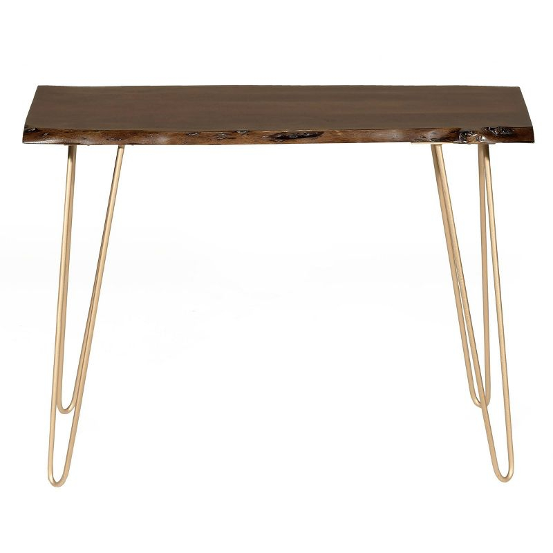 Carolina Living Carolina Living Langdon Live Edge Console Table Elm/Gold: Acacia Top, Metal Frame, Non-Toxic Finish
