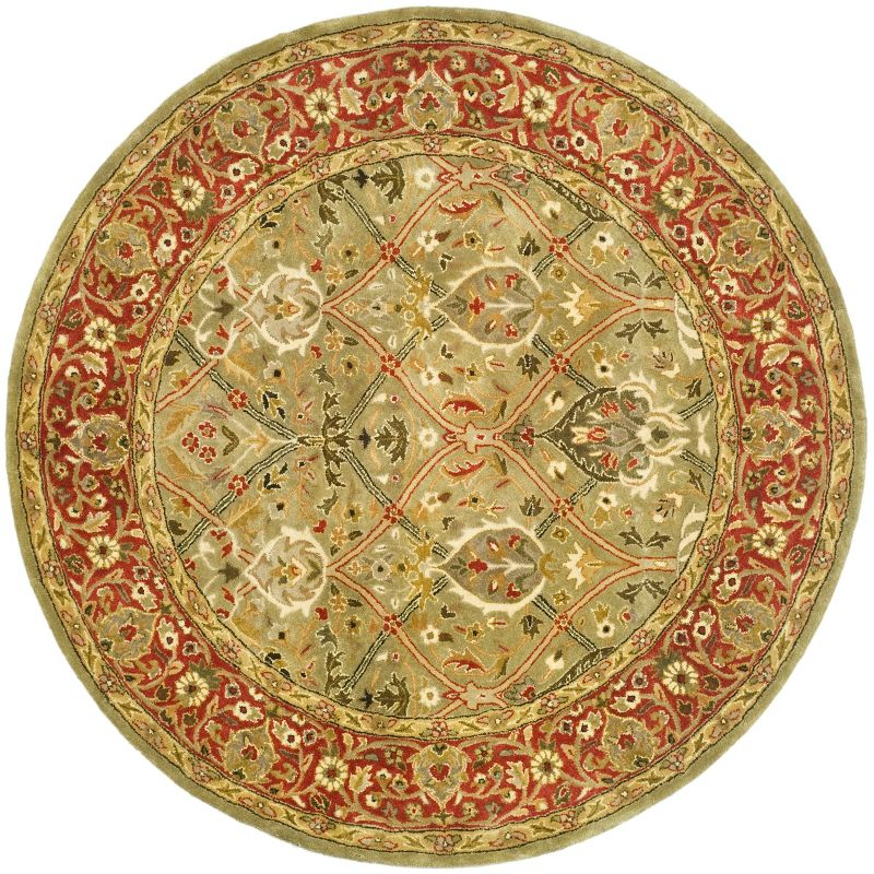 Persian Legend PL819 Hand Tufted Round Traditional Area Rug - Light Green/Rust - 6' Round Safavieh.
