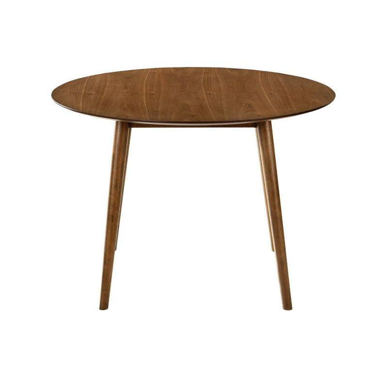 42" Arcadia Round Wood Dining Table Walnut - Armen Living: Mid-Century, 4-Point Leg, Rubberwood